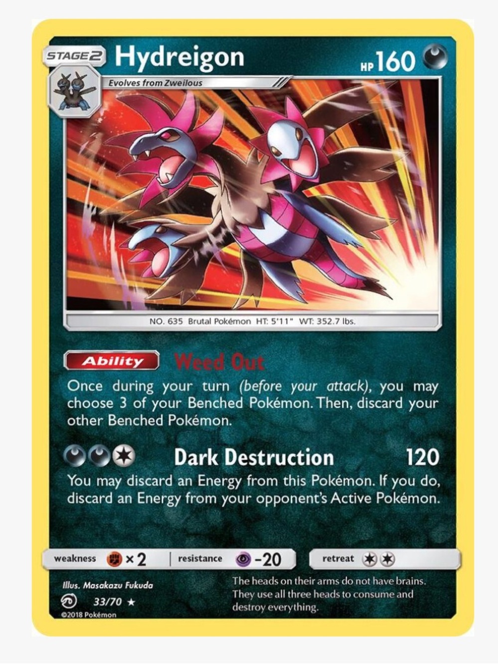 Hydreigon Dragon Majesty Pokemon Trading Card
